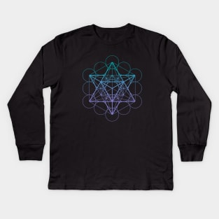 Metatron's Cube Merkaba Sacred Geometry Kids Long Sleeve T-Shirt